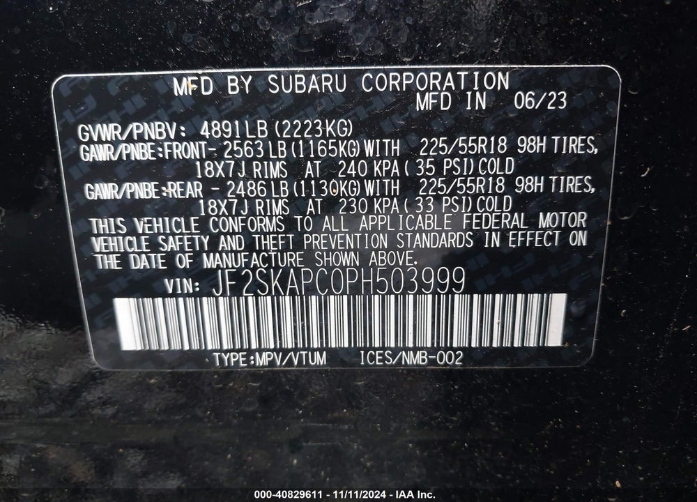 2023 SUBARU FORESTER LIMITED VIN: JF2SKAPC0PH503999