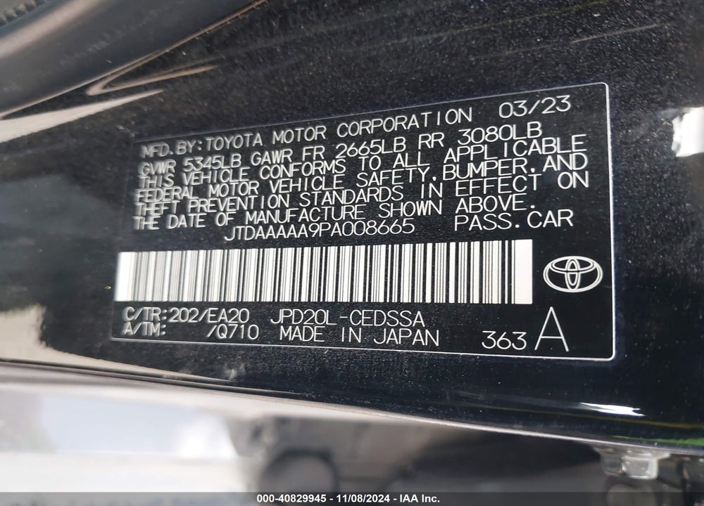 2023 TOYOTA MIRAI XLE VIN: JTDAAAAA9PA008665