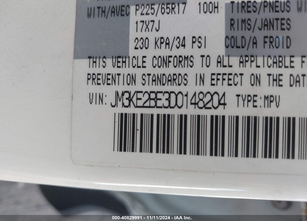 2013 MAZDA CX-5 SPORT VIN: JM3KE2BE3D0148204