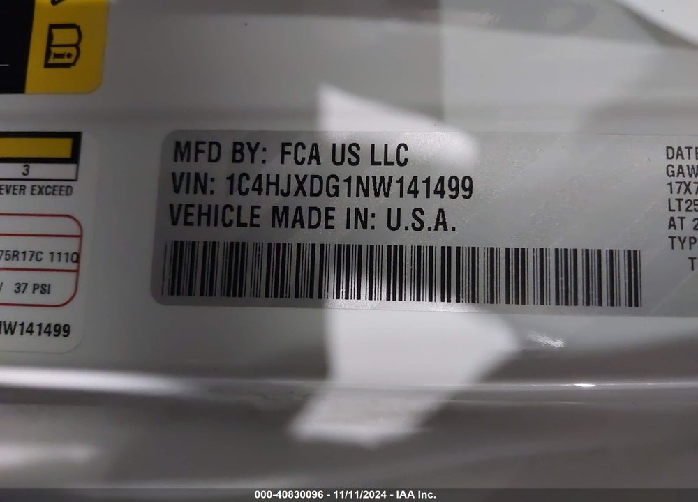2022 JEEP WRANGLER UNLIMITED WILLYS SPORT 4X4 VIN: 1C4HJXDG1NW141499