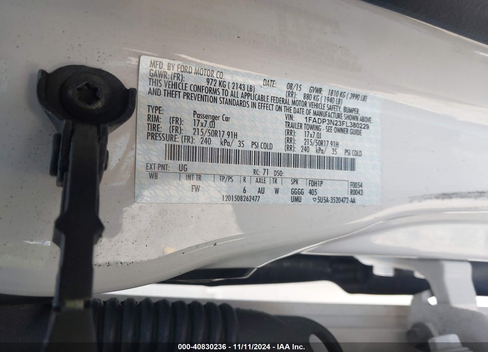 2015 FORD FOCUS TITANIUM VIN: 1FADP3N23FL380229