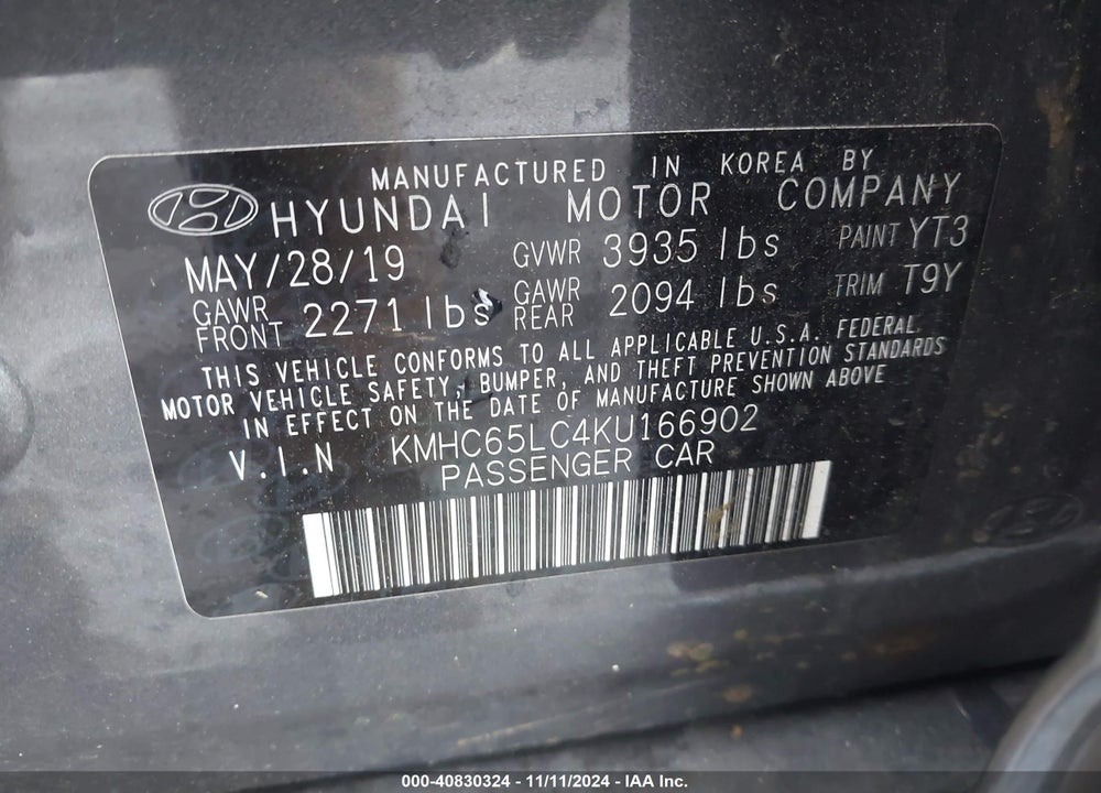 2019 HYUNDAI IONIQ HYBRID BLUE VIN: KMHC65LC4KU166902