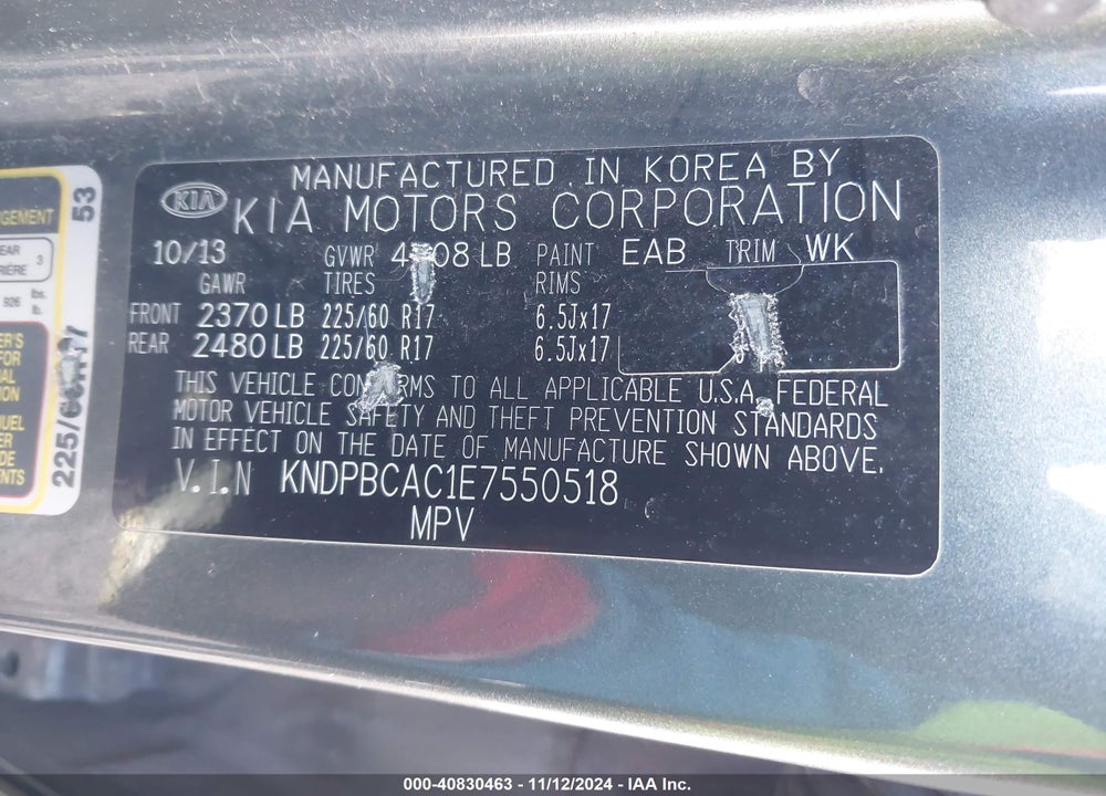 2014 KIA SPORTAGE LX VIN: KNDPBCAC1E7550518