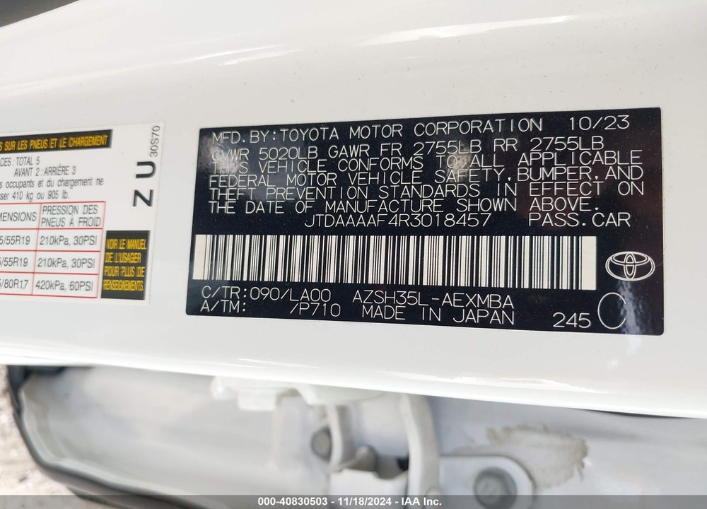 2024 TOYOTA CROWN VIN: JTDAAAAF4R3018457