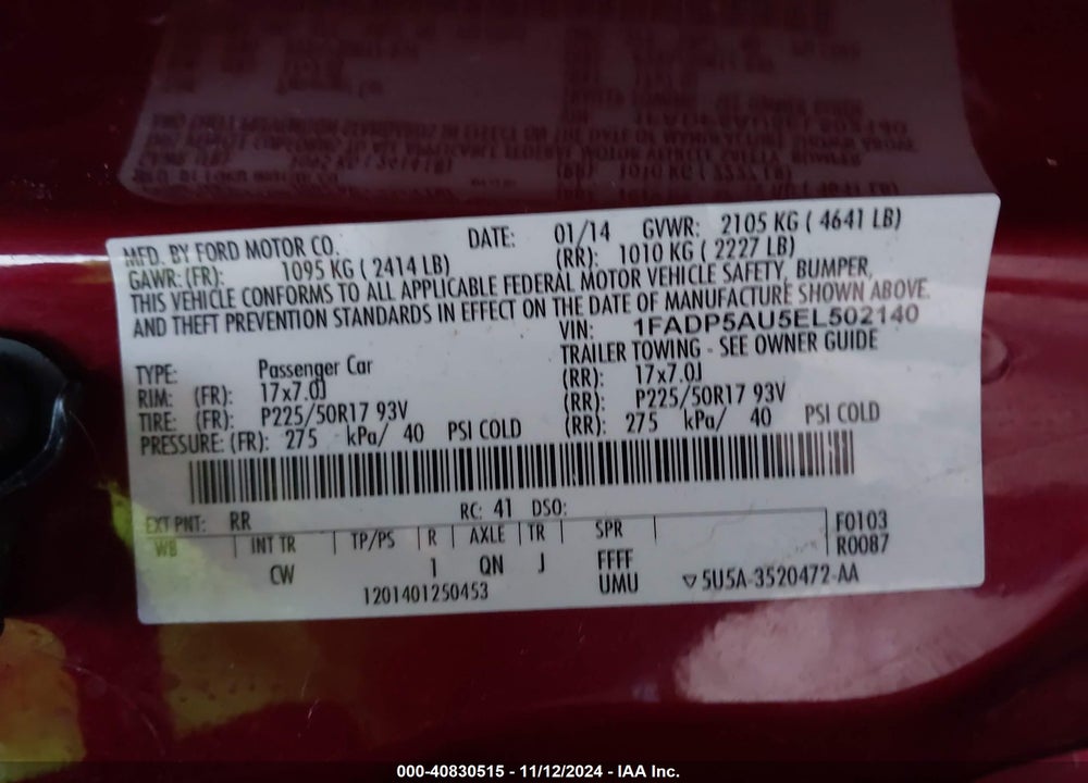 2014 FORD C-MAX HYBRID SE VIN: 1FADP5AU5EL502140