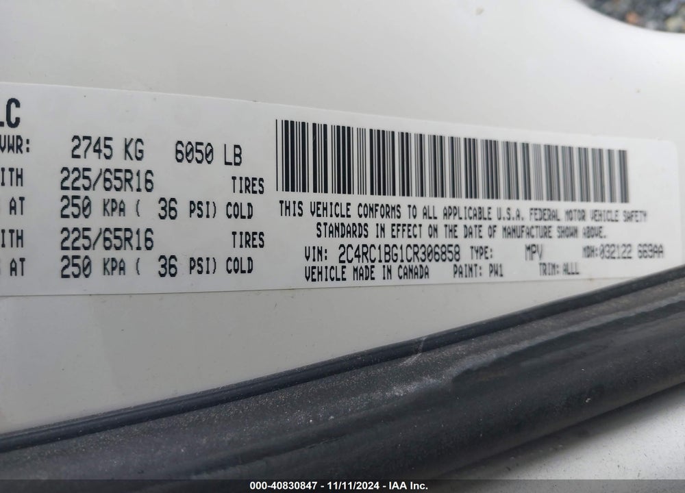 2012 CHRYSLER TOWN & COUNTRY TOURING VIN: 2C4RC1BG1CR306858