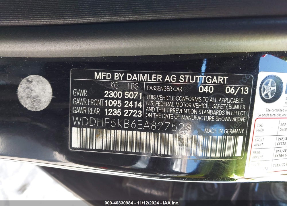 2014 MERCEDES-BENZ E 350 VIN: WDDHF5KB6EA827523