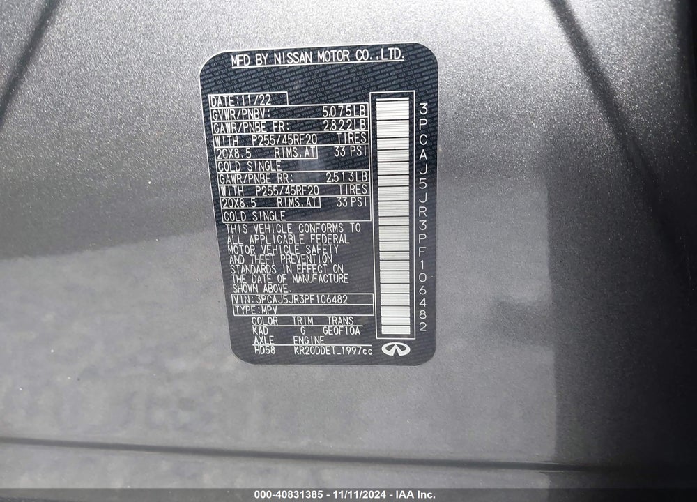 2023 INFINITI QX55 VIN: 3PCAJ5JR3PF106482