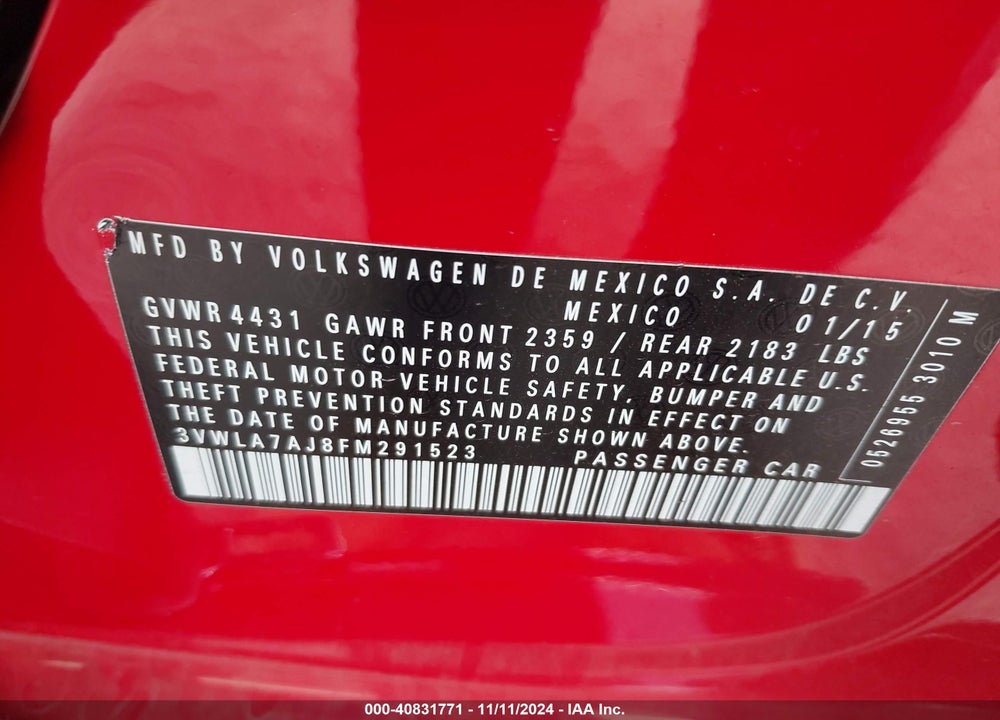 2015 VOLKSWAGEN JETTA 2.0L TDI SE VIN: 3VWLA7AJ8FM291523