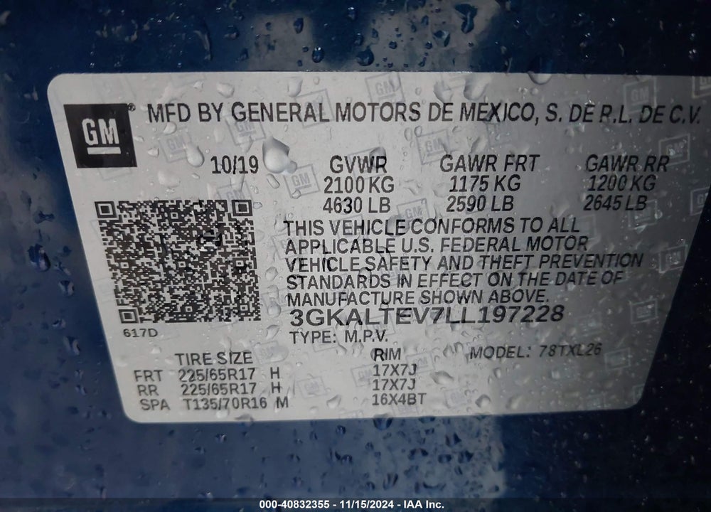 2020 GMC TERRAIN AWD SLE VIN: 3GKALTEV7LL197228
