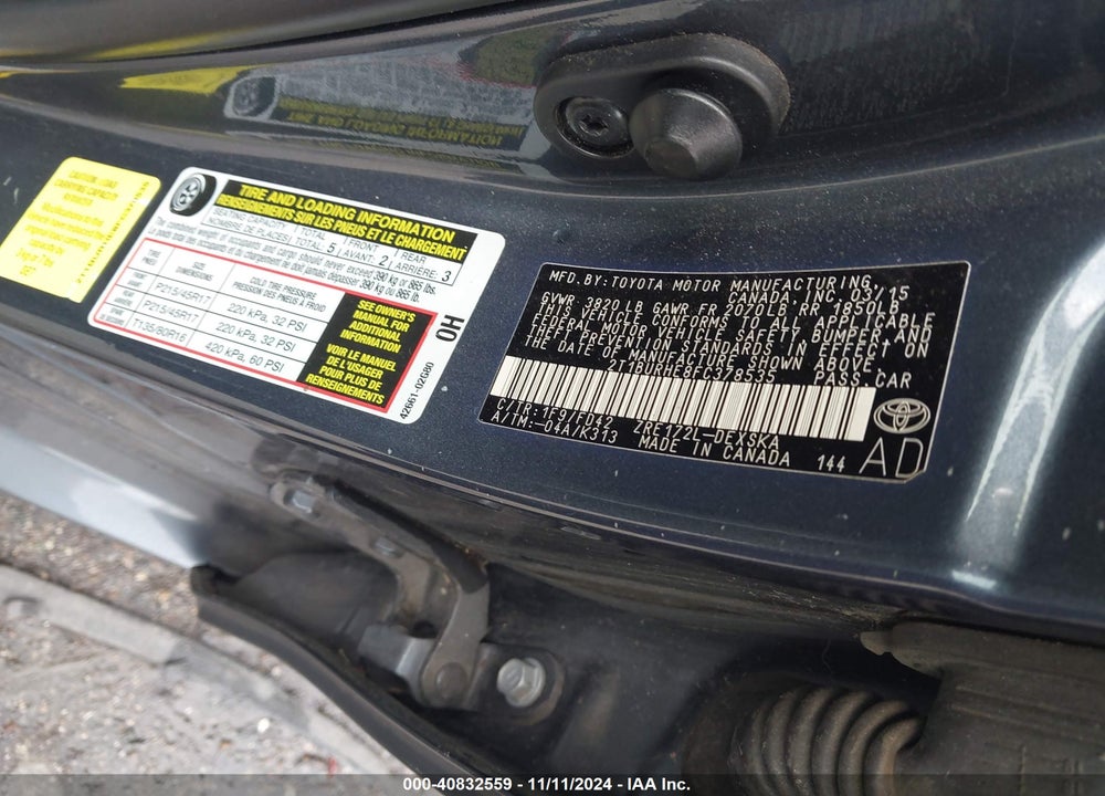 2015 TOYOTA COROLLA S PLUS VIN: 2T1BURHE8FC378535