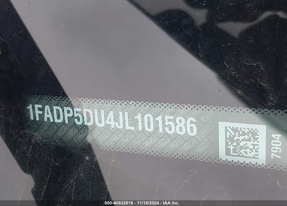 2018 FORD C-MAX HYBRID TITANIUM VIN: 1FADP5DU4JL101586