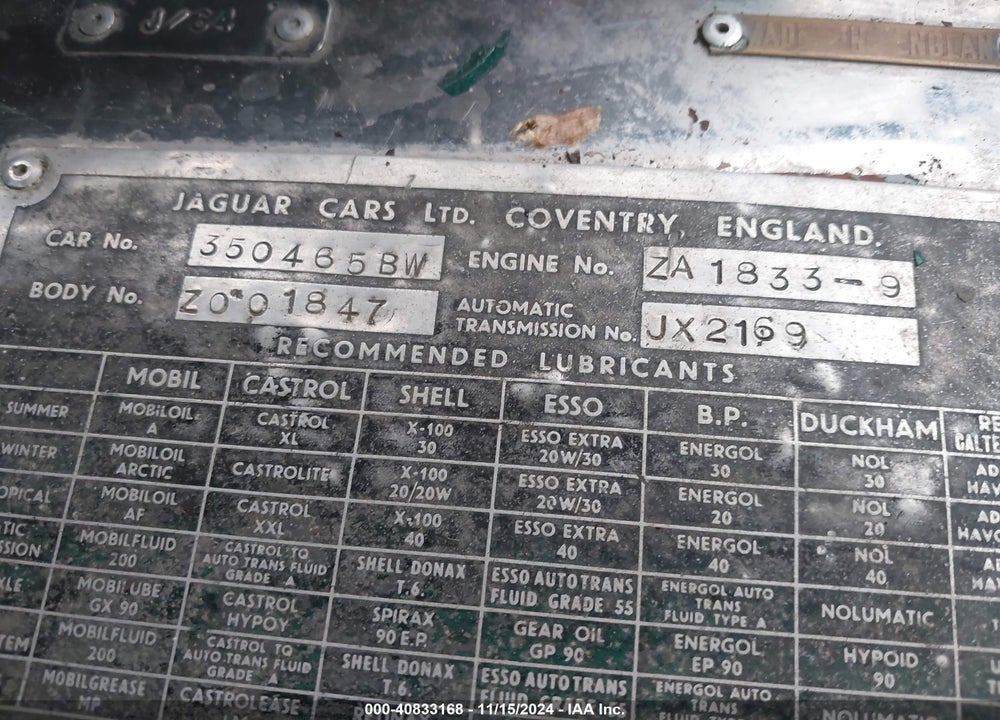 1964 JAGU MARK X VIN: J64350465BW