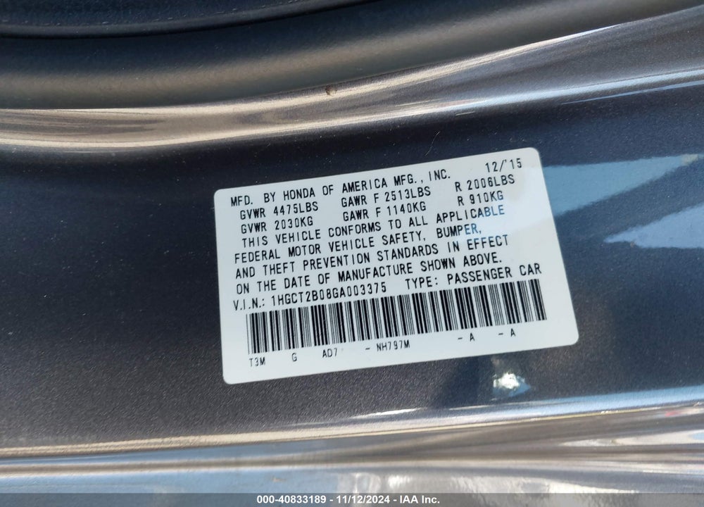2016 HONDA ACCORD TOURING VIN: 1HGCT2B08GA003375