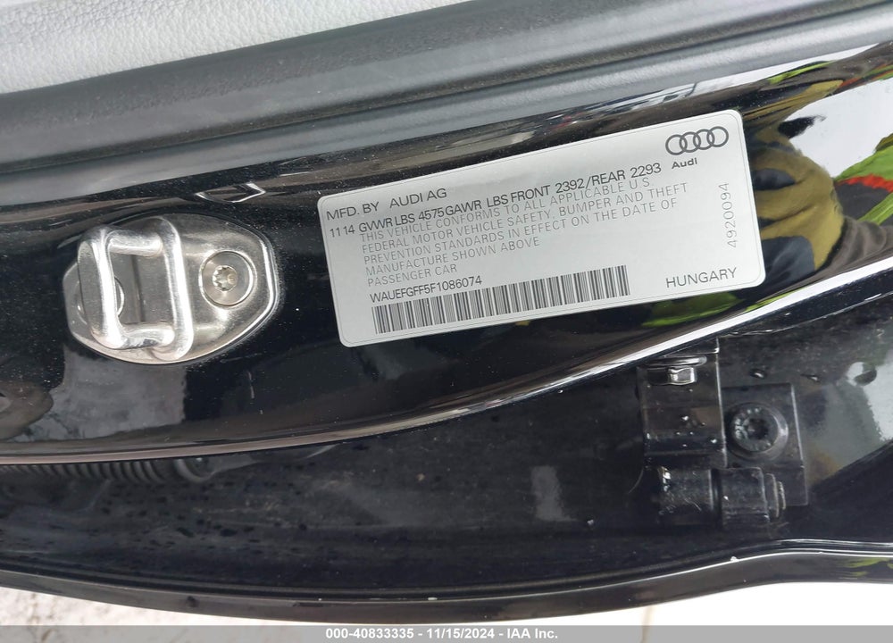 2015 AUDI A3 2.0T PREMIUM VIN: WAUEFGFF5F1086074