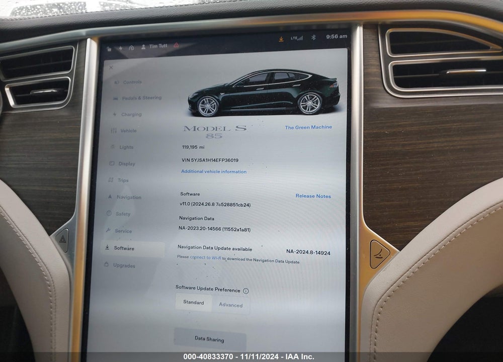 2014 TESLA MODEL S P85 VIN: 5YJSA1H14EFP36019