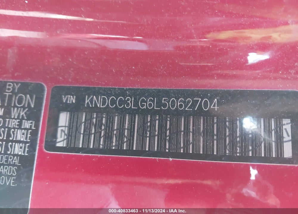 2020 KIA NIRO EV EX VIN: KNDCC3LG6L5062704