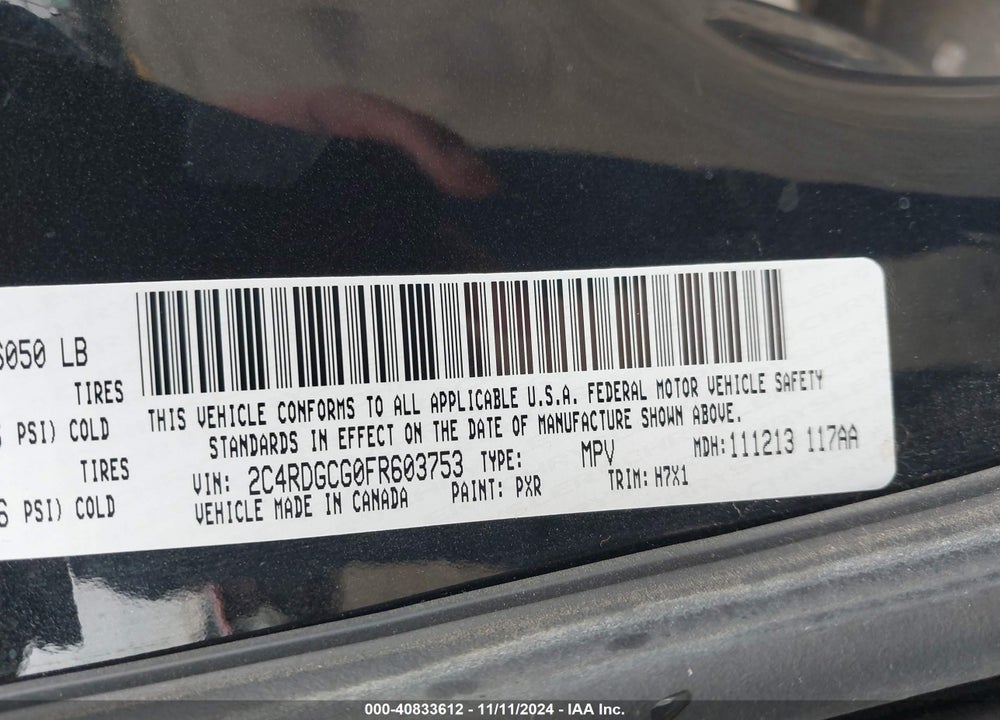 2015 DODGE GRAND CARAVAN SXT VIN: 2C4RDGCG0FR603753