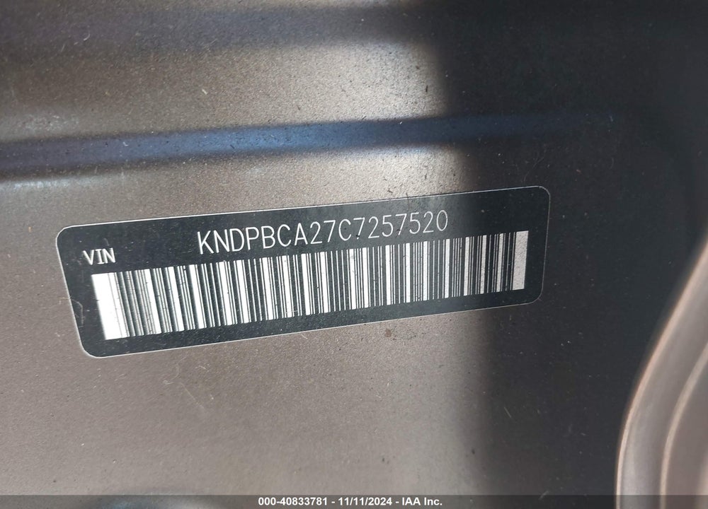 2012 KIA SPORTAGE LX VIN: KNDPBCA27C7257520