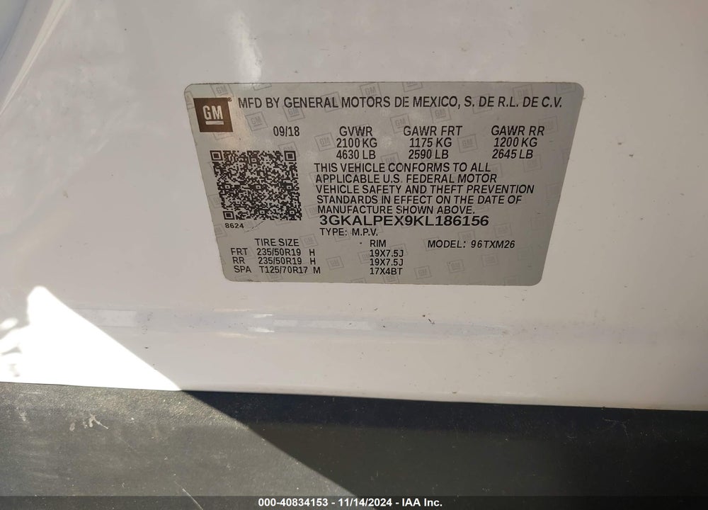 2019 GMC TERRAIN SLT VIN: 3GKALPEX9KL186156