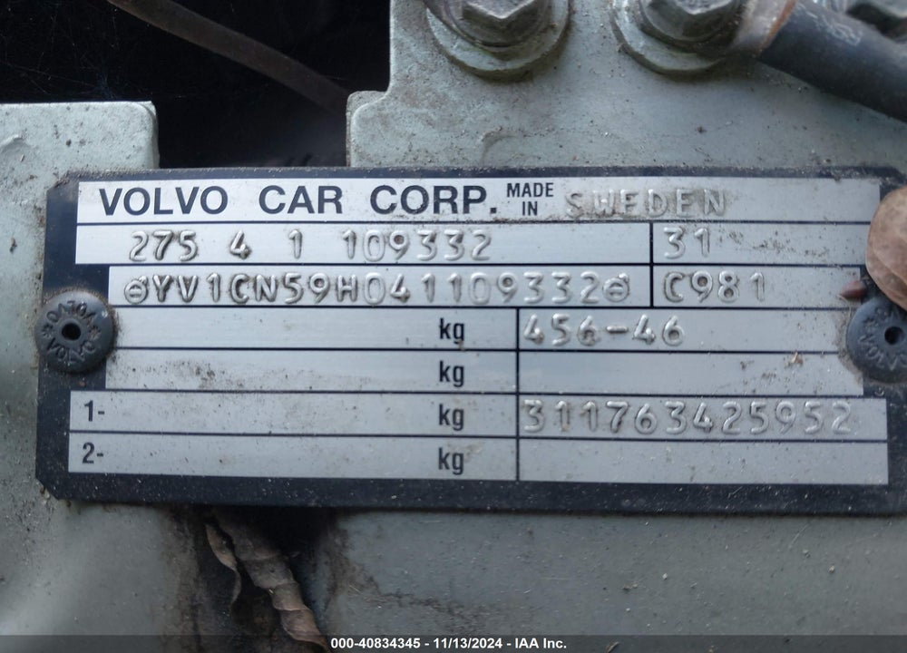 2004 VOLVO XC90 2.5T VIN: YV1CN59H041109332