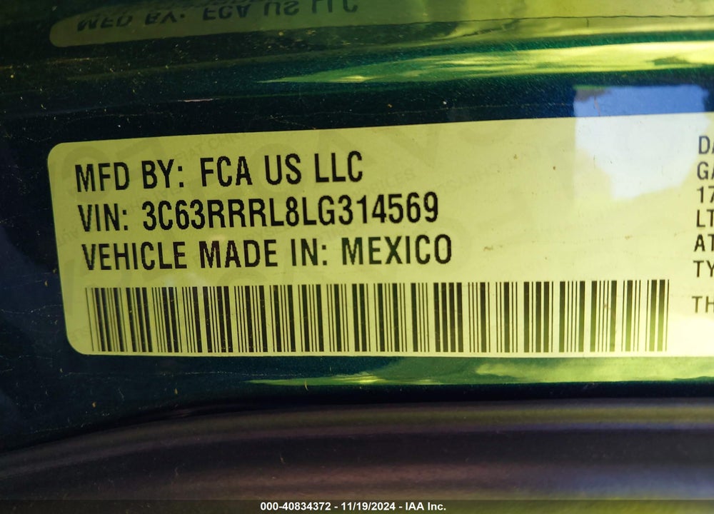 2020 RAM 3500 VIN: 3C63RRRL8LG314569