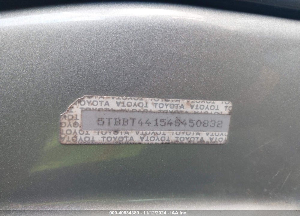 2004 TOYOTA TUNDRA SR5 V8 VIN: 5TBBT44154S450832