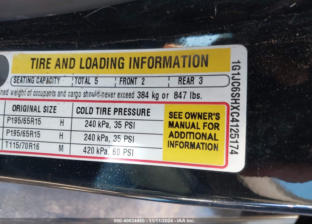 2012 CHEVROLET SONIC 2LT VIN: 1G1JC6SHXC4125174