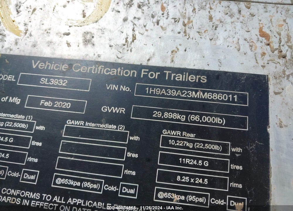 2021 TRAILER HICKS DUMP VIN: 1H9A39A23MM686011