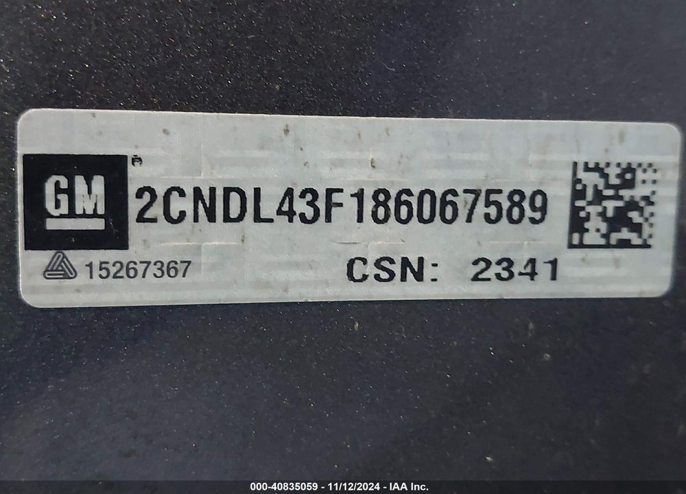 2008 CHEVROLET EQUINOX LT VIN: 2CNDL43F186067589