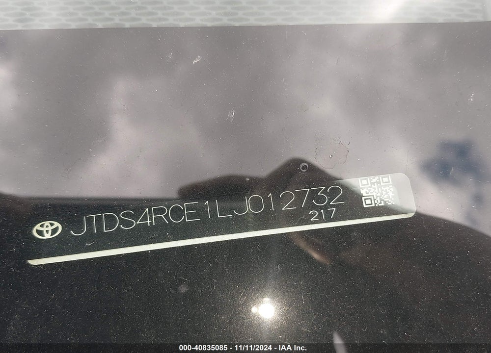 2020 TOYOTA COROLLA SE VIN: JTDS4RCE1LJ012732
