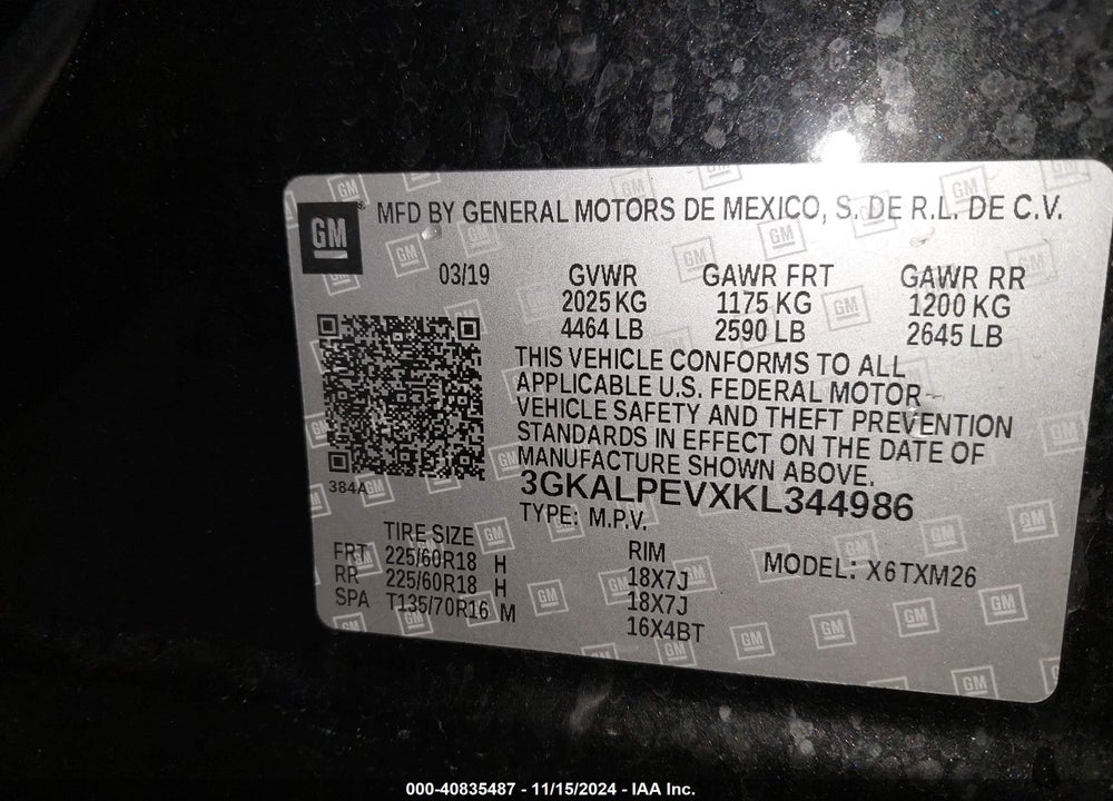 2019 GMC TERRAIN SLT VIN: 3GKALPEVXKL344986