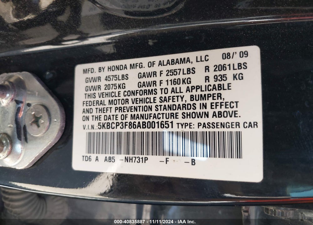 2010 HONDA ACCORD 3.5 EX-L VIN: 5KBCP3F86AB001651
