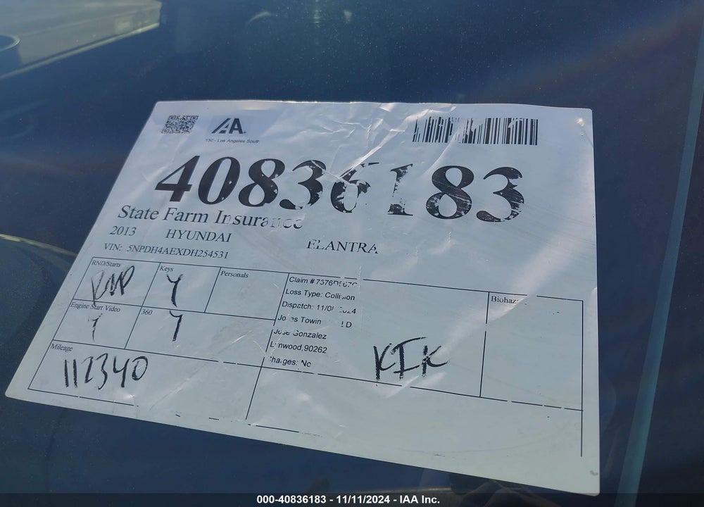 2013 HYUNDAI ELANTRA GLS VIN: 5NPDH4AEXDH254531