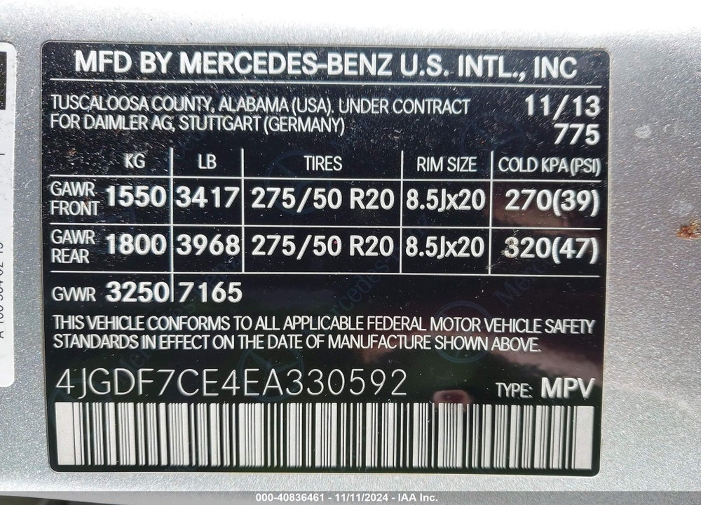 2014 MERCEDES-BENZ GL 450 4MATIC VIN: 4JGDF7CE4EA330592