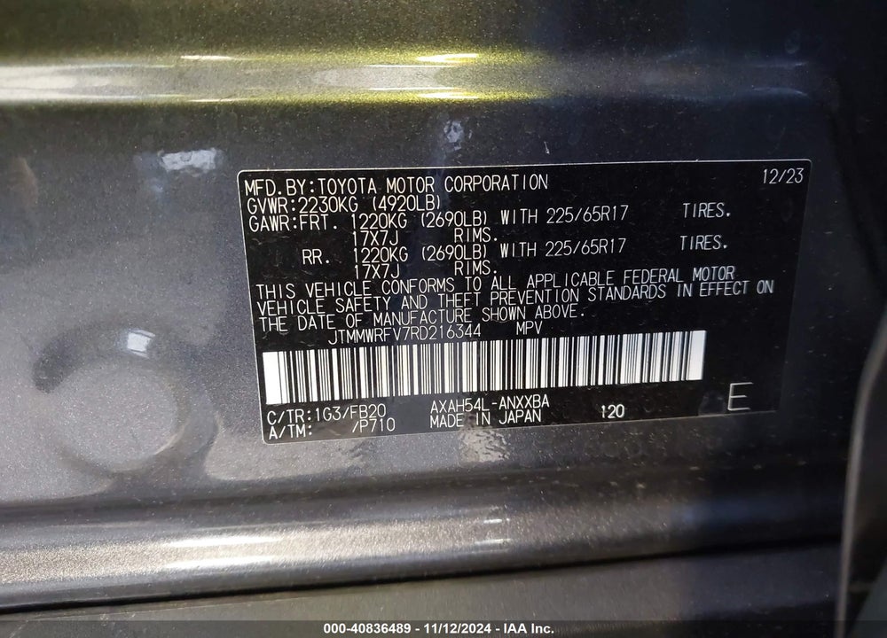 2024 TOYOTA RAV4 HYBRID LE VIN: JTMMWRFV7RD216344