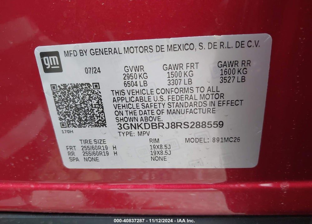2024 CHEVROLET BLAZER EV EAWD 2LT VIN: 3GNKDBRJ8RS288559