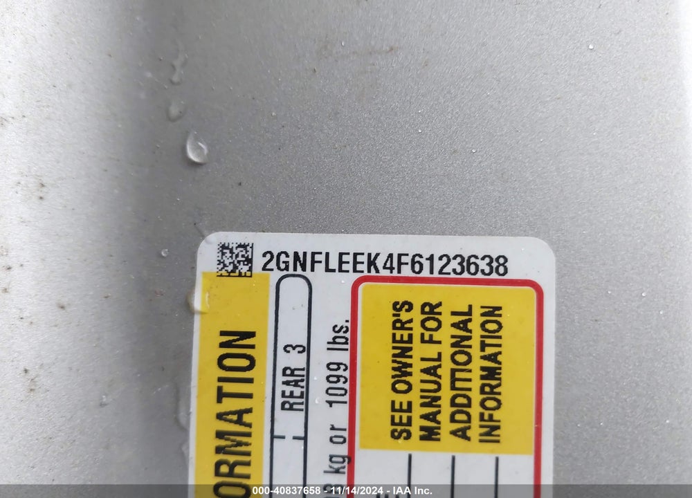 2015 CHEVROLET EQUINOX LS VIN: 2GNFLEEK4F6123638