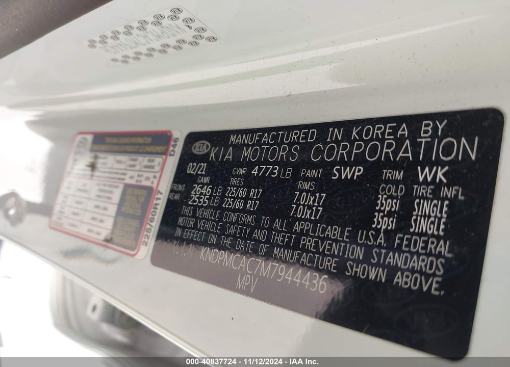 2021 KIA SPORTAGE LX VIN: KNDPMCAC7M7944436
