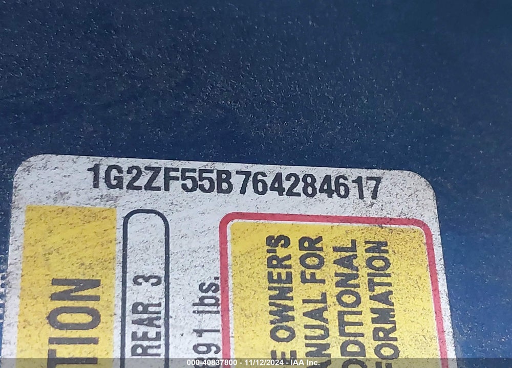 2006 PONTIAC G6 VIN: 1G2ZF55B764284617