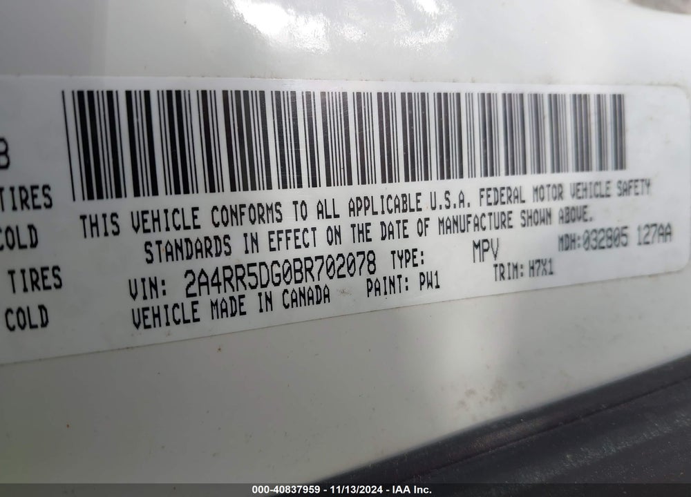 2011 CHRYSLER TOWN & COUNTRY TOURING VIN: 2A4RR5DG0BR702078