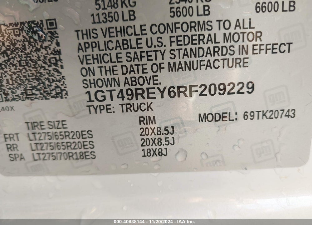 2024 GMC SIERRA 2500HD 4WD  STANDARD BED DENALI VIN: 1GT49REY6RF209229