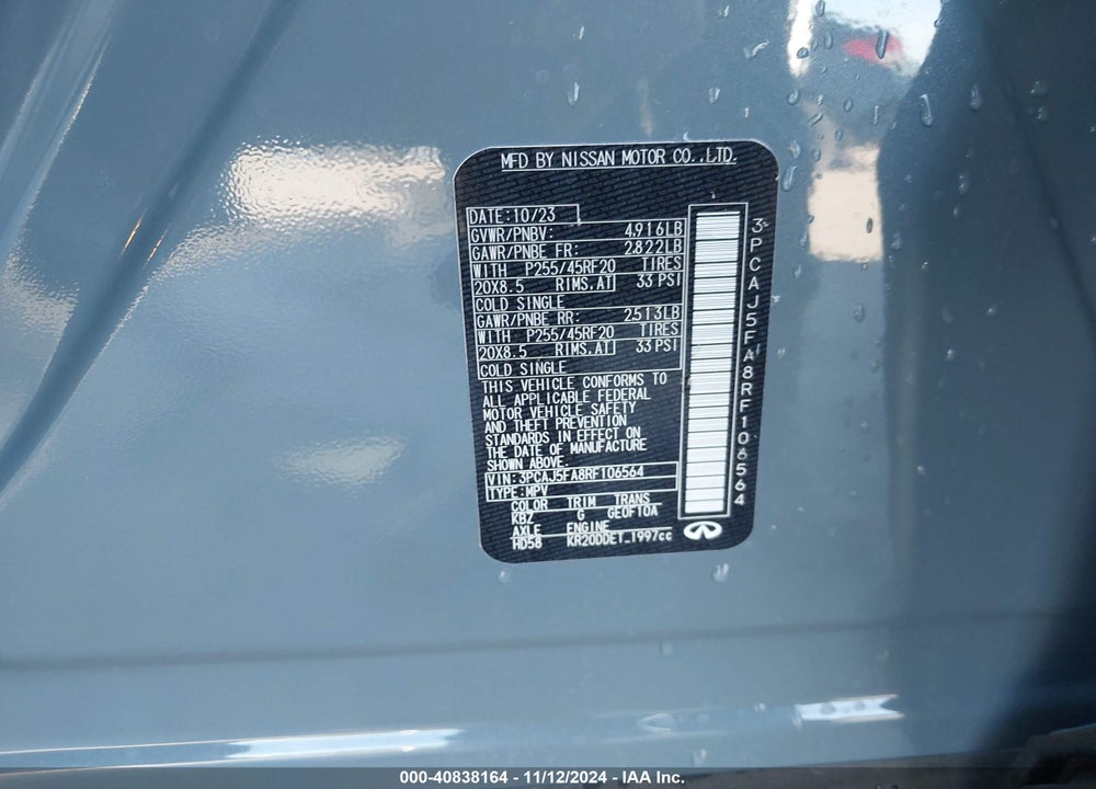 2024 INFINITI QX50 SPORT VIN: 3PCAJ5FA8RF106564