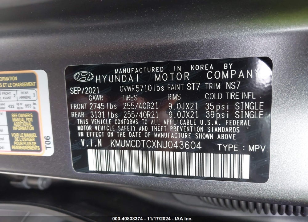 2022 GENESIS GV70 3.5T AWD SPORT VIN: KMUMCDTCXNU043604