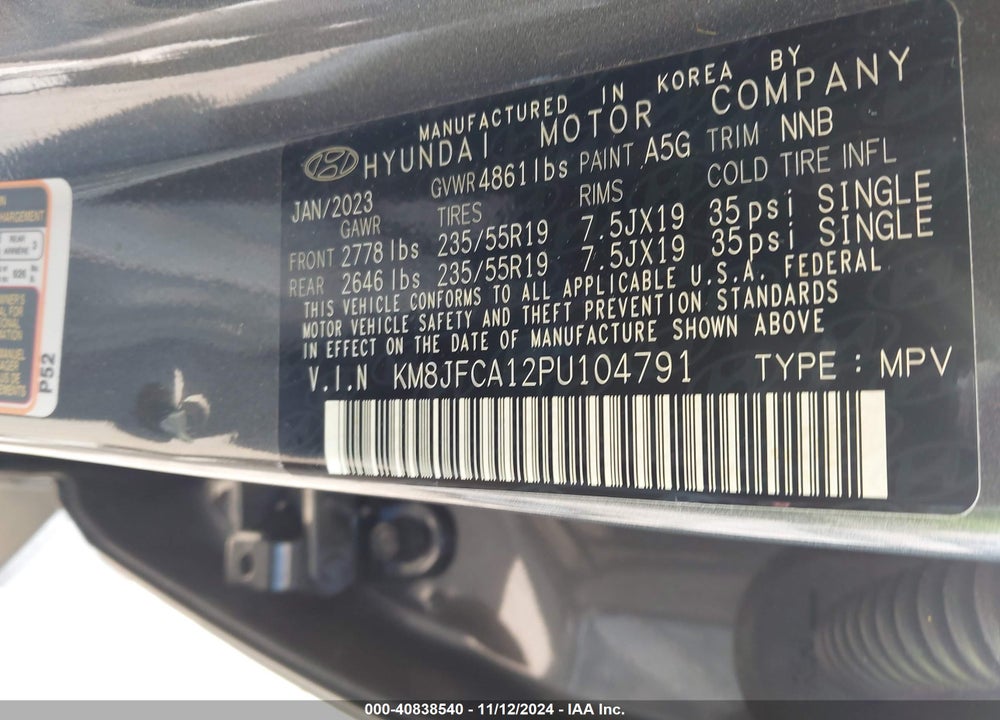 2023 HYUNDAI TUCSON HYBRID SEL CONVENIENCE VIN: KM8JFCA12PU104791