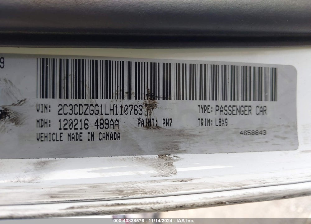 2020 DODGE CHALLENGER SXT AWD VIN: 2C3CDZGG1LH110763