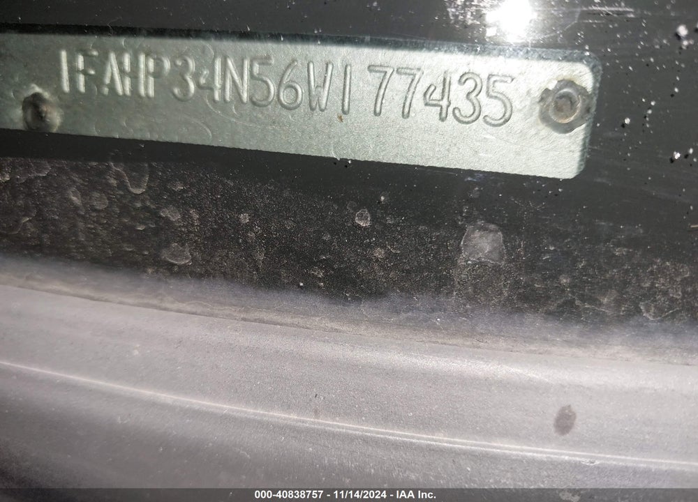 2006 FORD FOCUS ZX4 VIN: 1FAHP34N56W177435