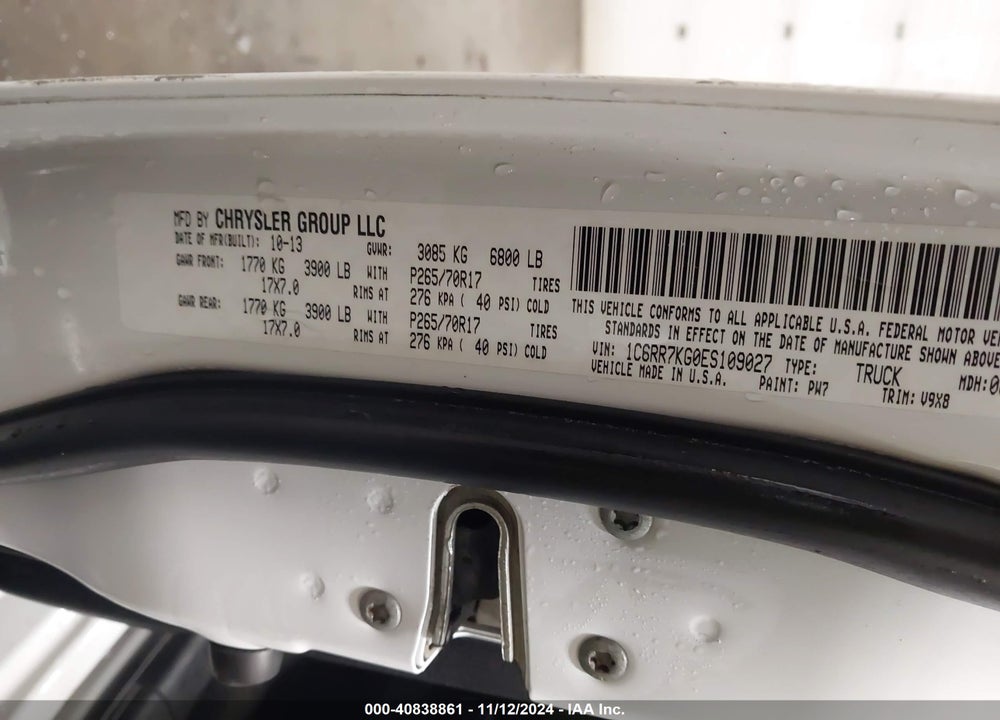 2014 RAM 1500 VIN: 1C6RR7KG0ES109027