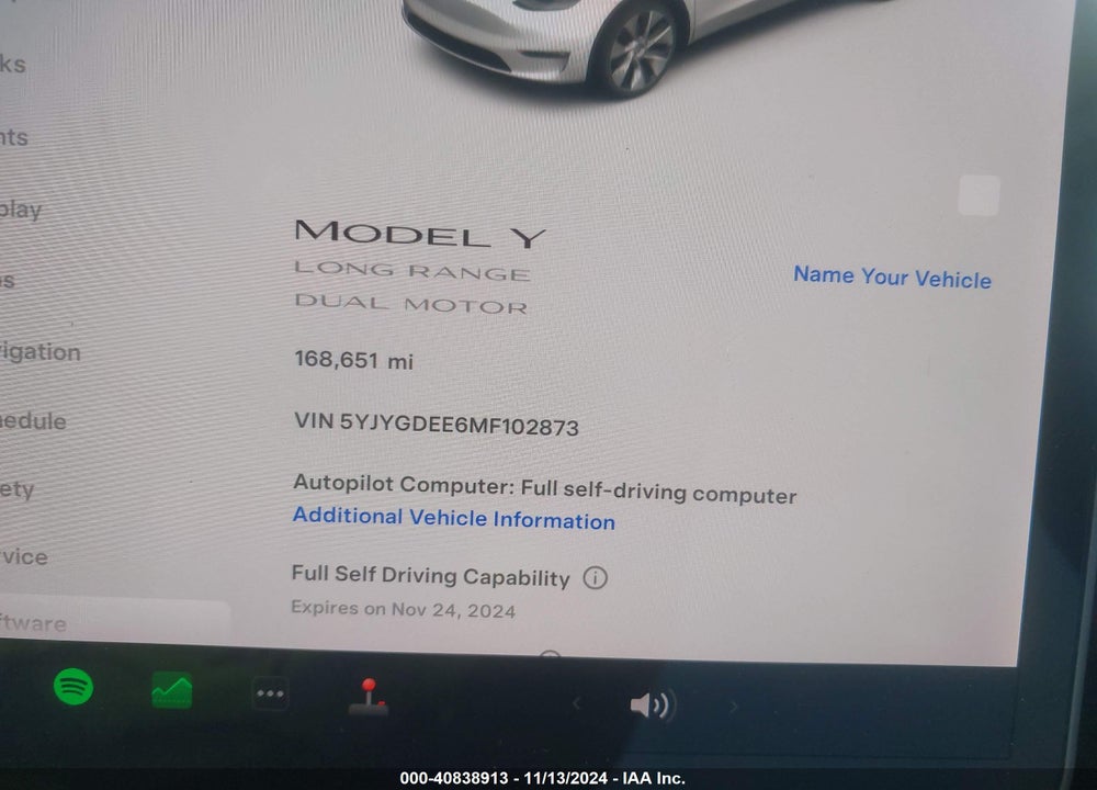 2021 TESLA MODEL Y LONG RANGE DUAL MOTOR ALL-WHEEL DRIVE VIN: 5YJYGDEE6MF102873