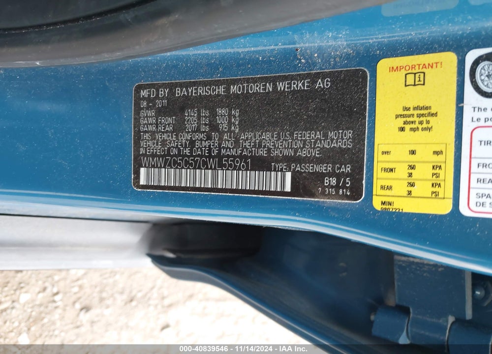 2012 MINI COOPER S COUNTRYMAN VIN: WMWZC5C57CWL55961